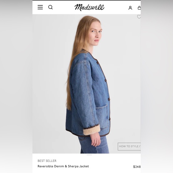Madewell Reversible Denim & Sherpa Jacket NWT size Small - Picture 5 of 13